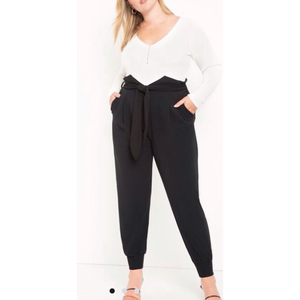 Eloquii tie waist jogger